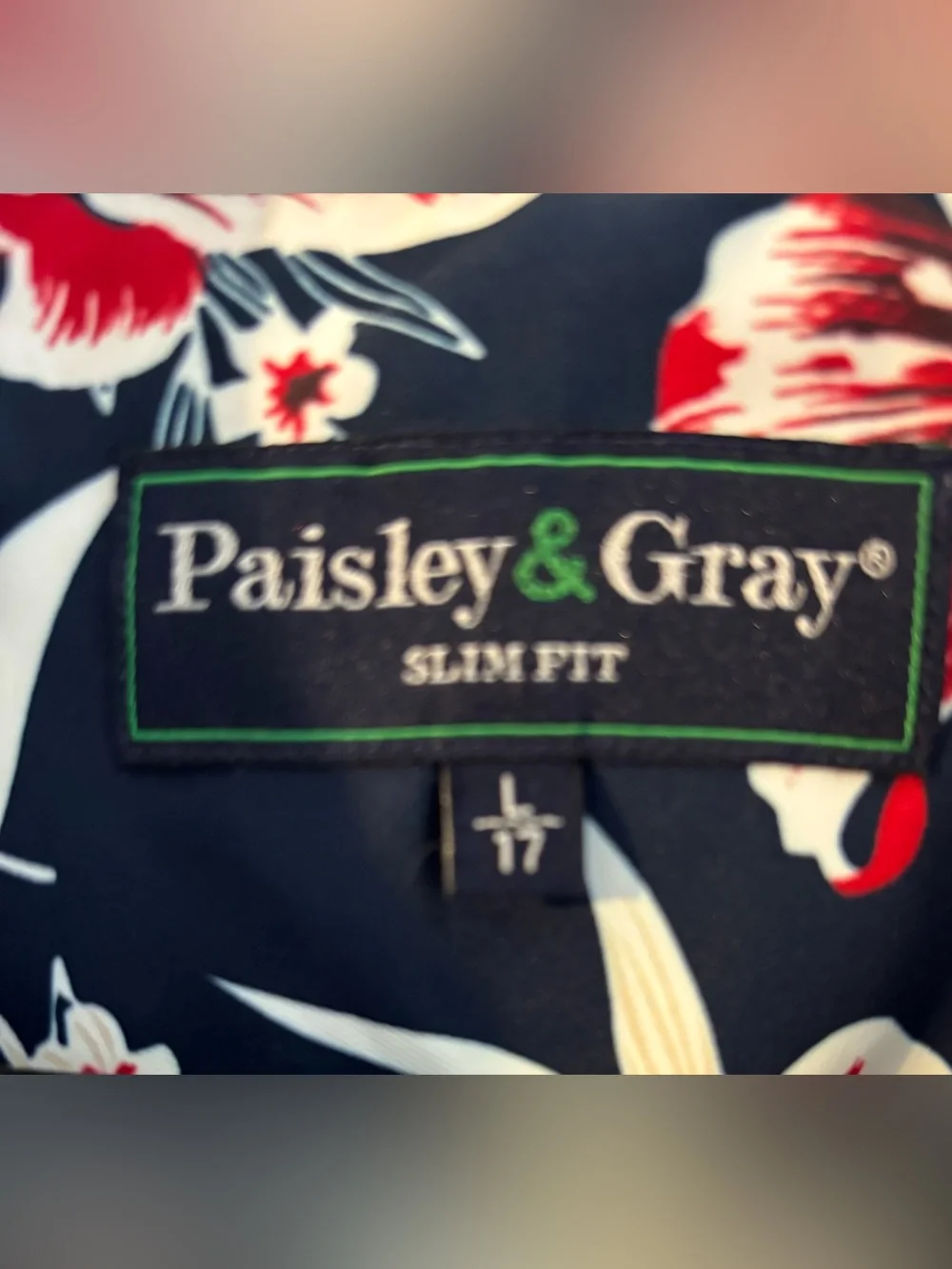 Paisley & Gray Men's Navy Floral print - Large -slim fit